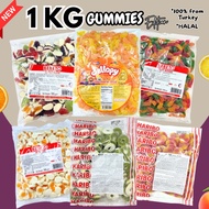 [1kg] 100% Import Turki Gummy Borong Haribo Bebeto Jellopy Candy Chewy Sweet Sour Gummy Turki Turkey