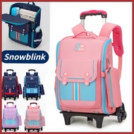 British Style Trolley Bag for Kids Trolley Backpack Wheeled School Bag with 2/6Wheels Climbing Stair