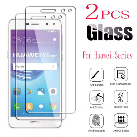 2PCS Tempered Glass For Huawei P8 P9 P10 Plus lite GR5 2017 mini Y3 Y7 Prime Y5 Y6 Pro Protective Fi