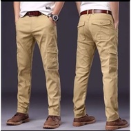 Cargo Pants Straight Cut Lelaki Dan Perempuan Kain Cotton Pakai Selasa Seluar Kargo Lelaki Six Pocke
