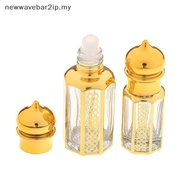 【NEW】 3/6/15ml Roll On Bottle Glass Mini  Container Portable  Perfume Bottle Gold Empty Roll-On Bott