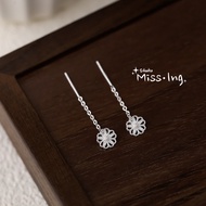 S999 Silver Earring Hollowed Flower Dangling Earring Hypoallergenic Earring Tassel Earring Korean Ea