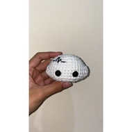 Head over heels crochet keychain