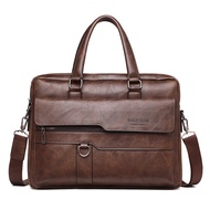 New Retro Men Solid Color Bag Waterproof business bag Faux Leather Briefcase Large Capacity Tote Sho