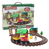 LINCOLN LOGS-Sawmill Express Train - 101 Parts - Real Wood Logs - Buildable Train Track-Ages 3+ - Be