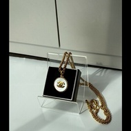 Chanel 金鍊白底圓雙C項鍊