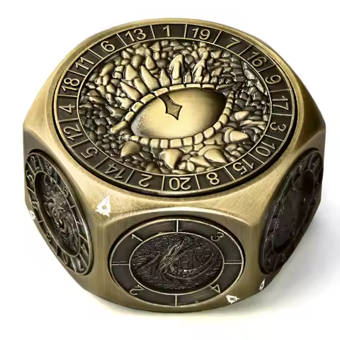 8-in-1 DND Dice Set Metal Spinner Dice with Dual D20 3D Monster Engravings & Smooth Spinning for TTR