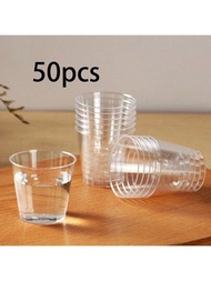 50入組小型透明硬質塑膠杯,30ml容量,非常適合酒會、生日慶典及其他活動使用