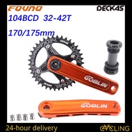 Fovno MTB Crankset 104BCD Bike Crank 170mm 175mm Deckas Chainring 32t 34t 36t 38t 40t 42t 1 speed 1x ghost phantom gxp crankset goblin