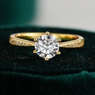 WKMY Luxury 100% Real 18k Gold Ring Women's Six-claw Diamond Ring 6.5mm Round 1ct 1 karat Moissanite