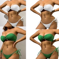 TO Womens Bandeau Swimsuit Strapless Swimsuit Top Bandeau Swimming Costume Set