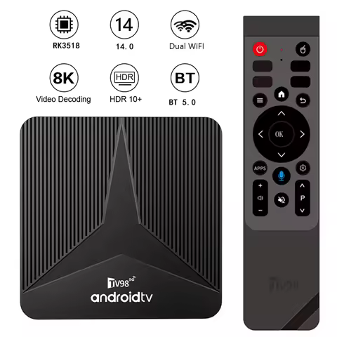 New Version TV Box Android 14 TV98 ATV RK3518 Smart Media Player Wifi6 BT5.0 4K Ultra HD Media Playe