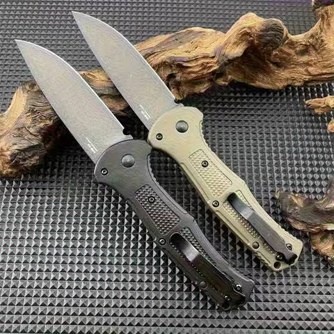BM 9070 Folding Pocket Knife Drop Point Plain Blade Grivory Handle Hunting Camping Tactical Combat S