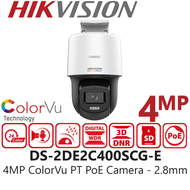 Hikvision DS-2DE2C400SCG-E (F0) 4MP ColorVu Mini PT Dome Network Camera - POE Camera