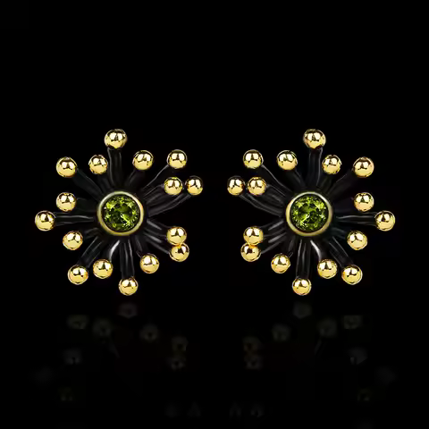 Exquisite Creative Black Gold Earrings Petal Wild Earrings Gold Two-tone Flower Heart Earrings Party