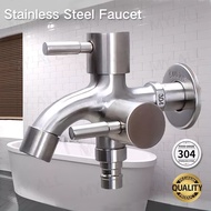 304 Stainless Steel 2 Way Faucet Valvet Bibcock Faucet 1in2 out Head Two Way Water Washer Tap Faucet