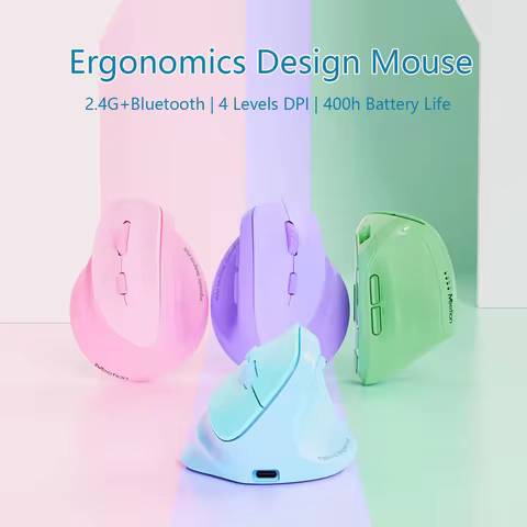 Left Hand Ergonomics Design Mouse Vertical Rechargeable Long Battery Life RGB Light Effect DPI Adjus