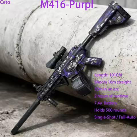 M416 Tactical Outdoor Gel Blasters Full Auto Electric Gel Ball Blaster Purple Black Long Range for O