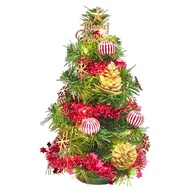 [特價]摩達客 1尺裝飾聖誕樹(木質雪花系)+LED20燈銅線燈(暖白光)(USB電池兩用充電)