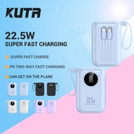 20000mAh Mini Portable Fast Charging Powerbank Built in Cables Digital Display USB Type-C Output PD 22.5W Cute Powerbank