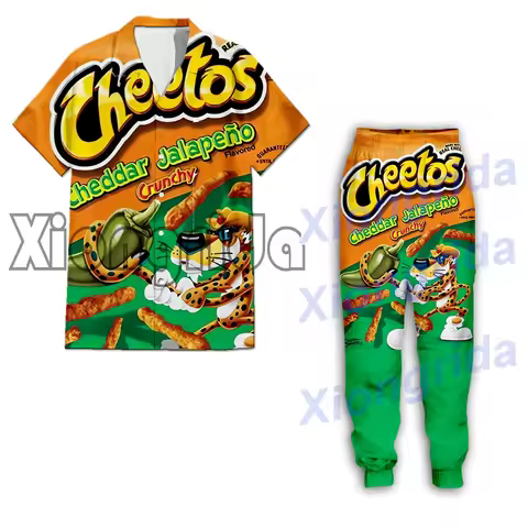Novelty Cheetos Food Puffs Clothes Set 3D Printed Sweatpants Pants Shorts Hoodies Shirts T shirts Sw