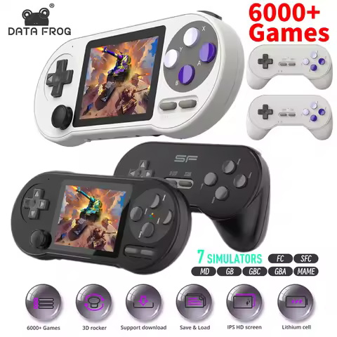 DATA FROG SF2000 Handheld Game Console Built-in 6000 Games Portable Game Players Classic Mini Retro 