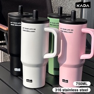 KADA Tumbler Hot and Cold with Handle and Straw for Office Coffee 316 Stainless Steel