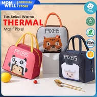 Momwell - Children's Thermal Food Lunch Bag Heat Resistant Cold Pixel Motif/Thermal Lunch Bag/Lunch Bag Cooler Kids Character Lunch Bag