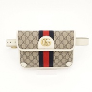 GUCCI 白色金扣老花ophidia腰包