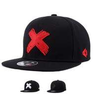 Letter Embroidered X Hip Hop Baseball Cap Adjustable Ladies Flat Top Hat Outdoor Street Rapper Hip H