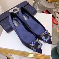 Size 34-44 Flat Shoes Satin Rhinestone Shoes Wedding Shoes Bridesmaid Flat Shoes Women Plus size Sho