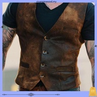 Autumn Men's V-neck Brushed Leopard Vest Rock Heavy Metal Wild Vest