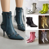 Gold Silver Women High Heels Boots Pointed Toe Stilettos Heels short Boots Ladies Rivet Retro Pumps 