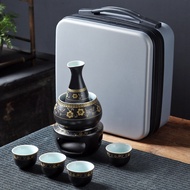 Outdoor Portable Wine Warmer Hot Wine Pot Wine Cup Divider Wine Warmer Travel Wine Set Warm Wine Pot