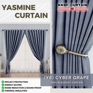 KKBF Ready Made Curtain Y6 Langsir Siap Jahit 100% Blackout Curtain Cangkuk &amp; Eyelet (Langsir Hook &amp; Langsir Ring)