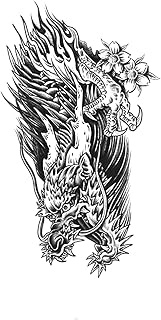 Cool Tattoos,Dragon TH-GZXQB-014,Dragon Tattoos,Water-Resistant,Lasts 1-2 Weeks,Real Tattoo Look,Res