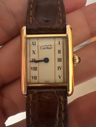 Cartier vermeil must de SM tank quartz Swiss made Paris Vintage Watch 卡地亞女裝中古手錶