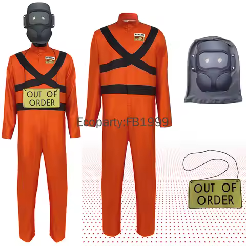 3ps Game Lethal Company Cosplay Costume for Men Women Fancy Orange Uniform Jumpsuits with Mask Hallo