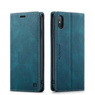[Woo Fashion Case] สำหรับเคส iPhone XR โทรศัพท์หนังวินเทจ Xs Max Flip 360เคสโทรศัพท์ไอโฟนแบบหนังแม่เหล็ก I