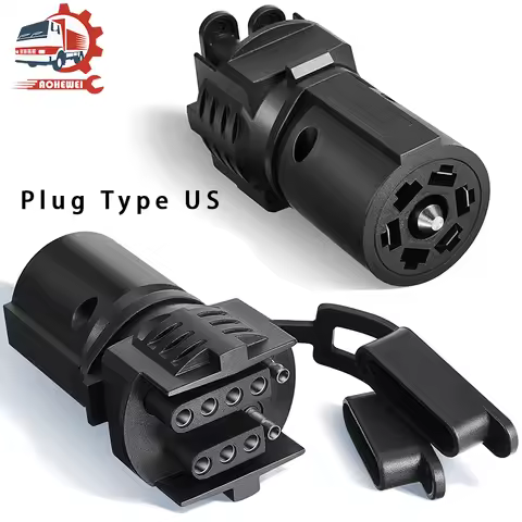 Trailer Plug Adapter 7 Pin To 4 Pin/5 Pin Round Trailer Connecto Weatherproof 7 Poles Flat Blade To