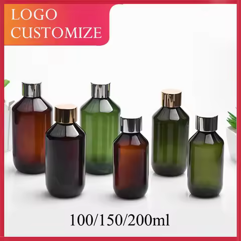 20/50 Pieces Empty Plastic Bottle Insert Screw Lid 100ml Amber Plastic Bottles 150ml Green PET Bottl
