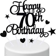 Black 70th Birthday Party Decorations Happy 70th Birthday Cake Topper 70th Birthday Cake Decor 70 th