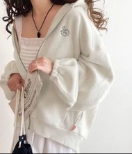 日本JAVA 絨毛外套 hoodie 米白色