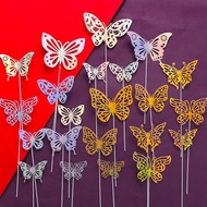 10Pcs Butterfly Topper Decorations METALLIC GOLD PAPER Butterfly Cake Decoration Cake Bouquet Wallpa