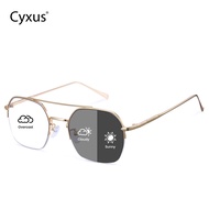 Cyxus Photochromic Anti-Blue Light Aviator Double Bridge Glasses Lightweight UV400 For Office  Drivi