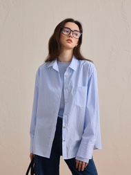 เสื้อเชิ้ตผู้หญิงผ้าฝ้ายลายทาง the Vever Zhang Da Yi Su Wen Cotton High Branch Dry Luxury Sensation 