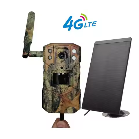 Solar Powered Cellular Trail Camera, Traps with Sim Card, Live Stream, No Glow, IR, 4G App, Hunting 