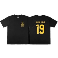 Sqt UEFA Euro 2024 สเปน Lamine Yamal เบอร์ 19 FC Barcelona 3D ฤดูร้อนเสื้อยืดแขนสั้น S-5XL