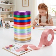 [onxv007] 1cm Satin Ribbon 25 Yards Roll for Floral Bouquet Wrapping Wedding Party Gifts and Craftin