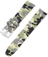 Curved End 20mm Nature Fluorine Rubber Watchband Replace For Rolex Strap New Green Submariner Explor